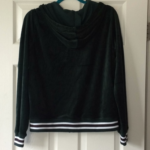 Betsey Johnson velour track jacket with hood - Picture 2 of 5